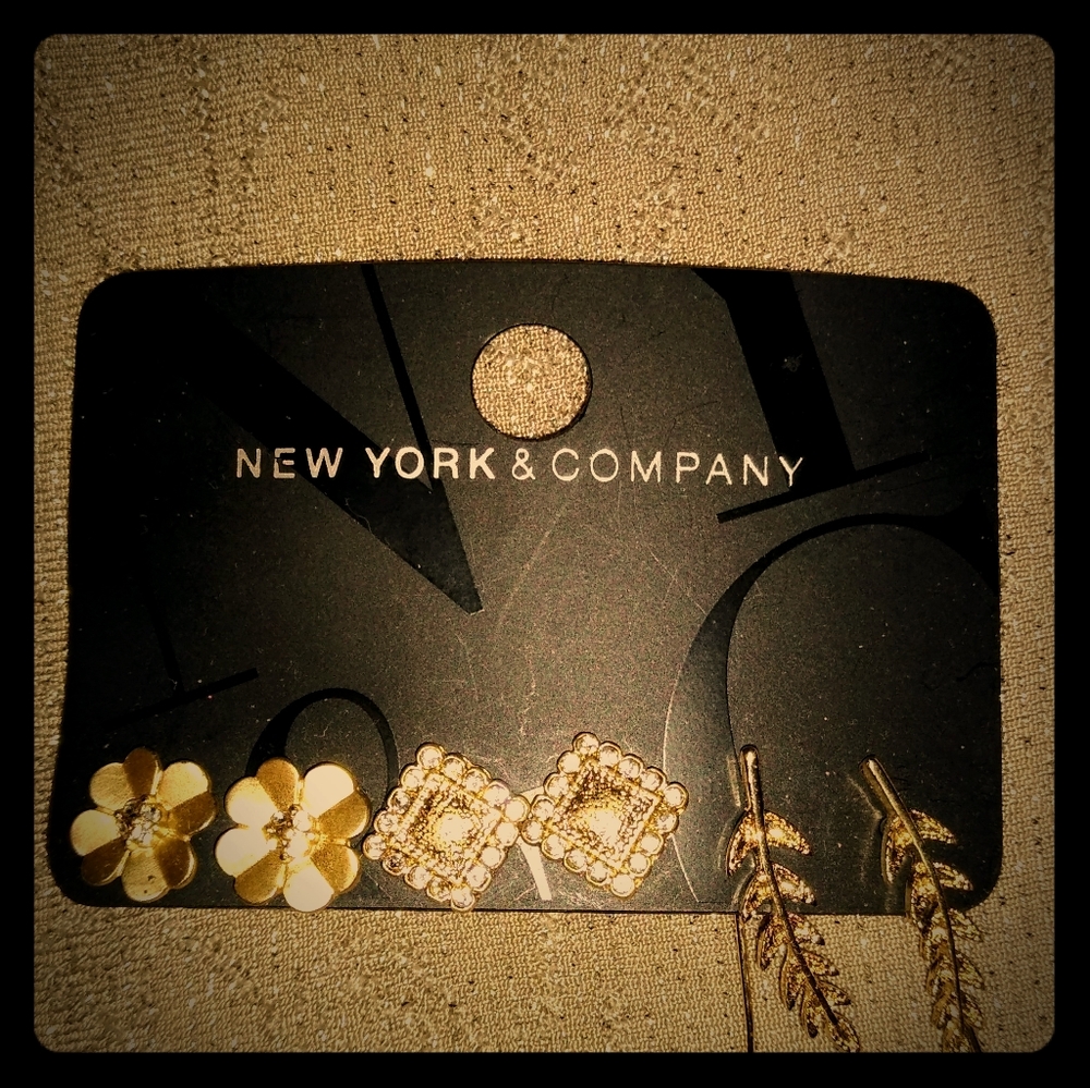 New York &;Company 3 Pairs of Gold earrings NWT